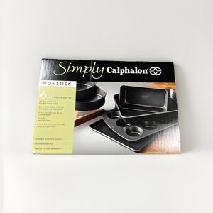 Simply Calphaon Bakeware Set Nonstick 6 Piece Cake Pan Cookie Loaf Muffins NEW